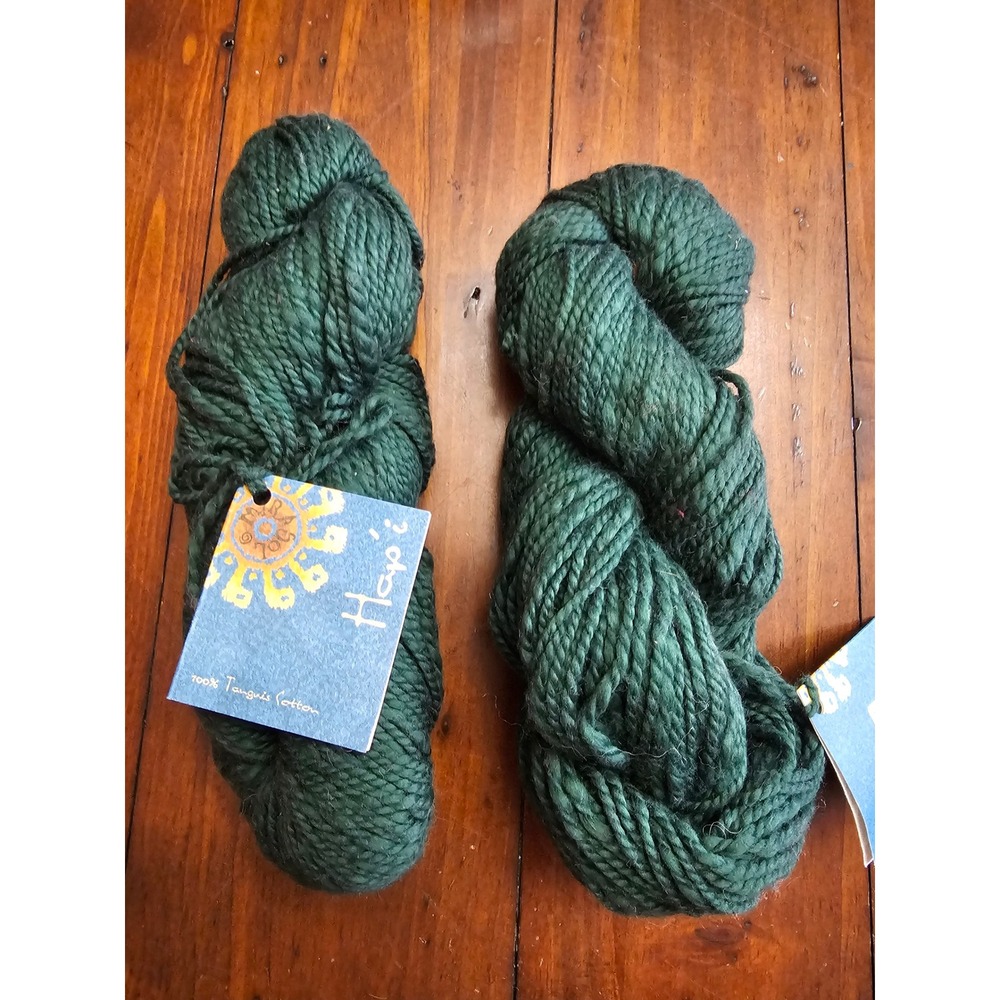 Mirasol Hapi 100% Tanguis Cotton Yarn 2 Skeins Forest Green‎ 1105 Spun in Peru
